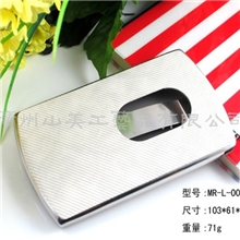 新款加厚白钢手推名片盒PU贴皮名片夹高档商务礼品