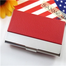 不锈钢名片盒贴皮手工精制颜色LOGO可定做男女通用
