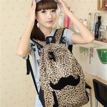 超萌可爱韩版日系豹纹大胡子包包中学生双肩男女书包背包休闲包潮