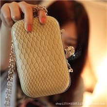 835#2013韩版蛇纹骷髅头手拿包链条晚宴包女包