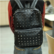 韩版PU皮朋克铆钉女双肩包欧美时尚朋克风中学生书包学院风punk包