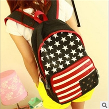 供应新款欧美学院风美国旗双肩背包男女通用学生书包旅行包电脑包