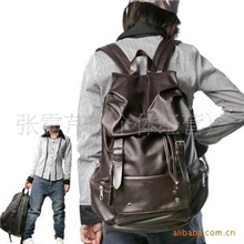 日韩风男包休闲时尚中性双肩包后背包学生包PU皮书包