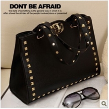 2012春季新款欧美时尚百搭铆钉包女包包单肩手提包批发DL099