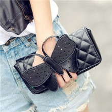 优雅气质糖果香蝴蝶结菱格链条包清仓手拿包单肩斜挎包链条小包