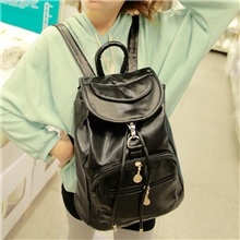 2012新款韩版皮带装饰多口袋青春靓丽学院风双肩包女包包1152