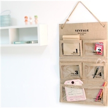 防水PVC挂袋五口棉麻PVC防水挂袋置物袋浴室防水挂袋