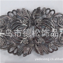 厂家提供合金对扣高档精美花形枪黑宽松紧带合金腰带扣