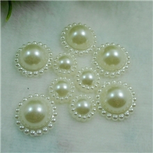 13~20MM塑料珍珠贴片小花半圆珍珠手工diy材料发饰材料手工材