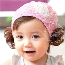 J542满心爱心玫瑰花珍珠儿童假发带批发