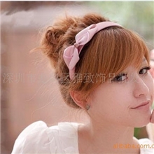 韩国发饰布艺风格百搭浪漫绢纱蝴蝶结发箍发卡