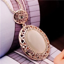 CL058欧美新款复古毛衣链批发韩国大气月光石飞船毛衣链