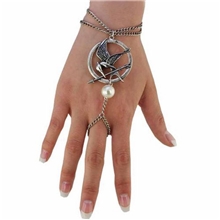 欧美外贸流行饥饿游戏徽章嘲笑鸟双面立体连体戒指手链手链批发