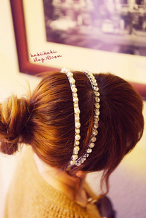 NNweiweiayomi秀呛口小辣椒秀珍珠水晶钻双排发箍发饰发卡韩式女