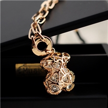 丽贝丽影韩版仿真金水晶镂空锆石小熊猫长款毛衣链批发厂家直销