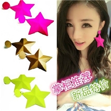 荧光五角星耳环欧美明星彩色hiphop街舞耳坠星星耳饰夜店聚会首饰