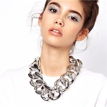 欧美夜店短款女项链夸张金属链条锁骨链简约饰品超大颈链配饰