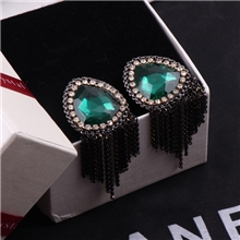 欧美大牌耳钉捷克钻三角形宝石耳钉流苏链条耳钉耳环厂家批发