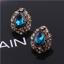 韩国代购水滴型闪钻宝石超级名媛风大牌夸张复古耳钉耳环批发