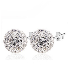 淘宝热销925纯银耳钉超闪水钻耳钉6M8M香巴拉球韩版饰品爆卖