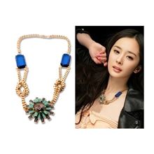 小额混批青岛欧美项饰品批发FD合金宝石花朵女款项链厂家