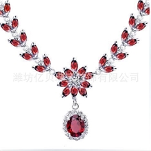 易燃火山加工厂925银天然特A石榴石项链链牌豪华时尚优雅SJ0001G