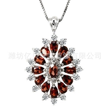 首饰饰品混批925银天然石榴石吊坠项链珠宝首饰批发SP0379G