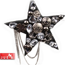 韩国进口胸针明星风范胸花胸章时尚帅气满钻五角星朋克肩章