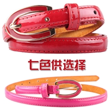 漆皮PU仿皮时装腰带女士圆形针扣糖果色皮带韩版腰带供应商