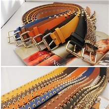 韩版女士腰带非主流皮带个性锥形铆钉腰带男女通用皮带潮HF33
