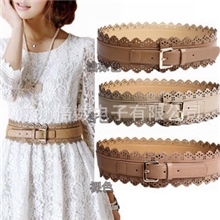 2012欧时力Ochirly春季新款腰带波浪边女士镂空花纹针扣女宽腰封