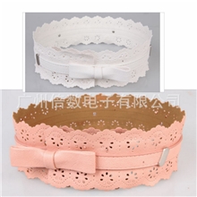 2012新款典雅甜美蝴蝶结日式清新花边镂空花纹单圈配饰腰带批发