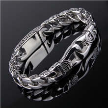 供应钢手链韩国进口钛钢手链手饰麻花弯牌仿泰银侧面雕花