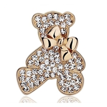 Y043服饰配件批发厂家直销韩版正品满钻蝴蝶结小熊胸针胸花