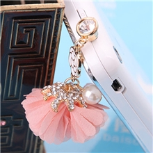 梅花菊花防尘塞镶钻耳机孔iphone4水钻珍珠手机流苏防尘塞批发