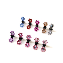 流行美丽头饰发饰品宝宝婴儿童盘发造型发抓水钻迷你梅花小抓夹