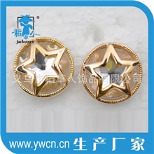 高档耳钉真金环保电镀饰品零售批发圆形五角星镂空玻璃耳钉