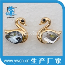 韩版耳钉晶莹剔透水晶天鹅耳钉耳饰高档真金电镀耳钉厂家直销