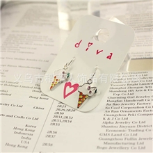 可爱冰激凌状清爽耳环耳坠义乌耳环时尚合金滴油耳环耳坠