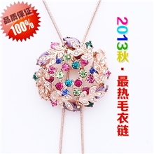 红苹果奥地利水晶毛衣项链长彩色水钻项链毛衣链批发一件代发