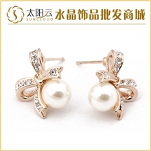 红苹果饰品公主款满钻蝴蝶结珍珠耳钉银32101800010280