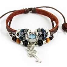 混批A0258C兰色水钻合金钥匙挂坠非主流情侣款手链时尚手环