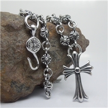 新款复古克罗星十字花纹男士钛钢吊坠套链项链权志龙同款CE336