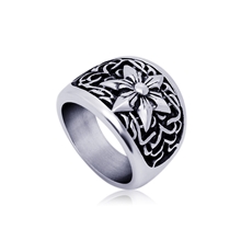 爆款推荐克罗星六芒星花纹钛钢戒指罗志祥明星同款饰配饰SA336