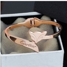 手镯18K玫瑰金狐狸手镯女士手镯女手环狐仙手镯小额混批