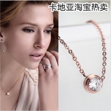 项链14K钛钢单钻锁骨项链永不褪色玫瑰金小额混批200