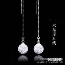 特价批发925纯银圆球水钻满钻奥地利水晶锆石耳环耳线