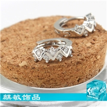 夏季清新风格欧美时尚纹理镶钻耳扣耳环电镀真白金饰品批发