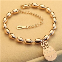 批发可爱招财龙猫手链镀18K玫瑰金色彩金时尚钛钢韩版饰品不退色