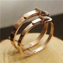 韩版时尚大牌经典螺纹玫瑰金情侣款皮带扣个习惯手环手镯